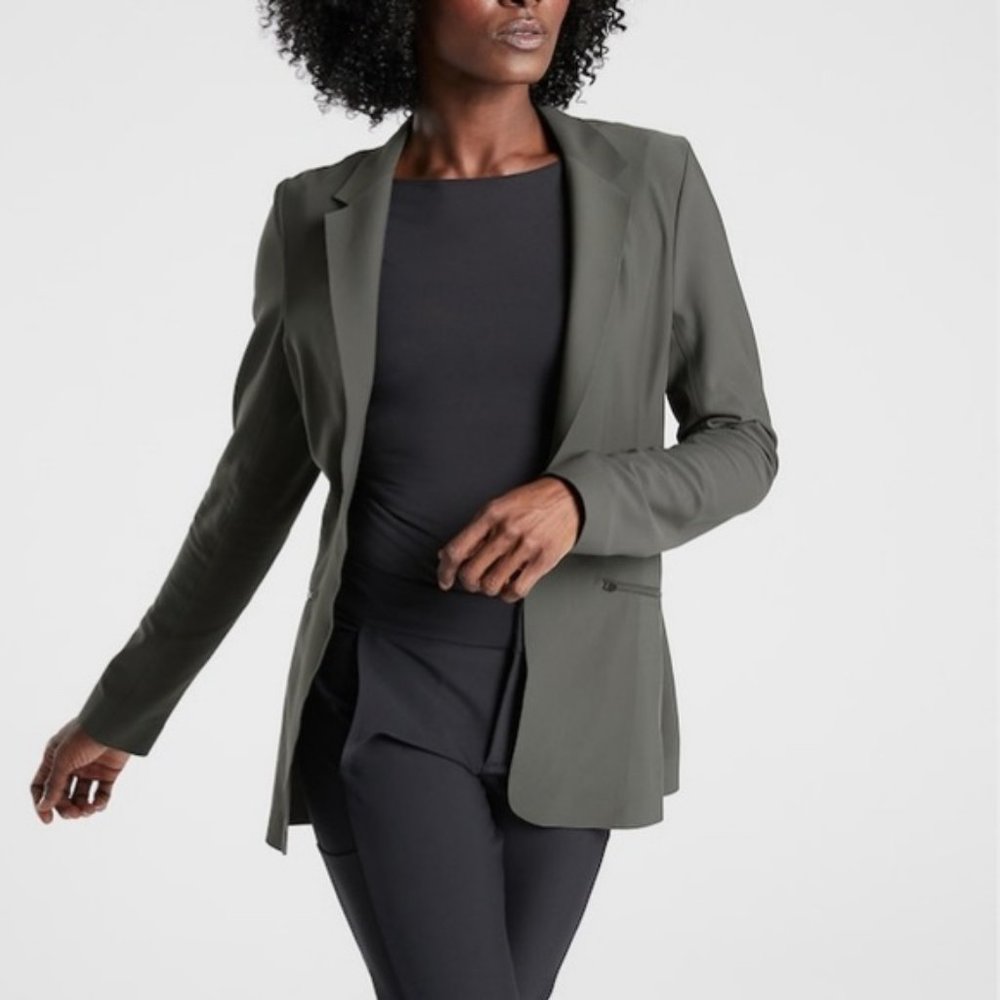 NWT Athleta Interstellar Dark Gray Blazer Pockets Sz 4 - Picture 2 of 9